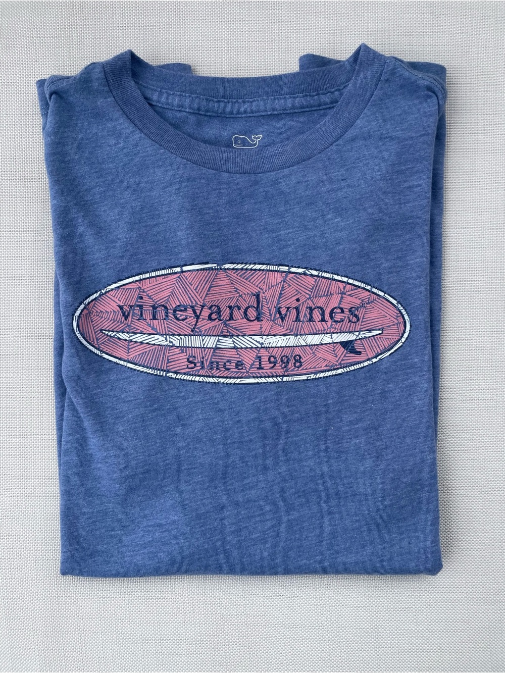 Vineyard Vines Blue Short-Sleeve Graphic Tee with Pink Logo